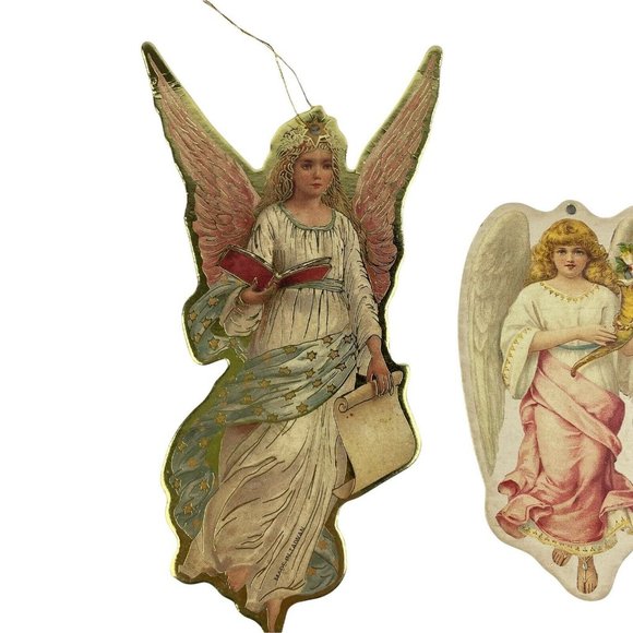 Lot Of 7 Vintage Merrimack 1986 Victorian Style Angel Ornaments Cardboard Cutout - Picture 2 of 12